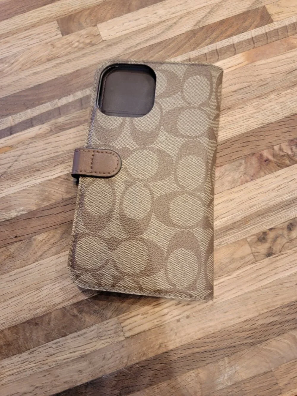 Coach Signature Print Hard Sided Folio  iPhone Phone Case/Cover